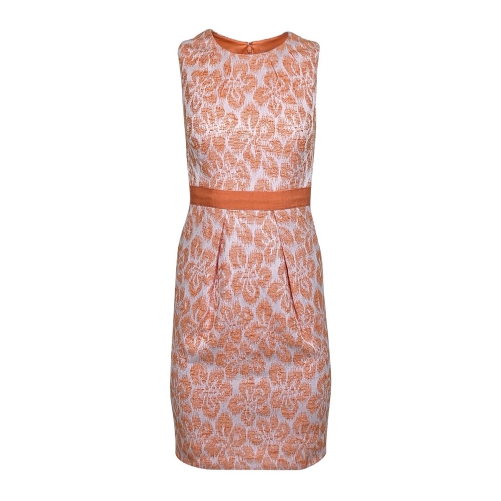 Carmen Marc Valvo Floral Midi Dress Orange Wedding Guest Brunch 4